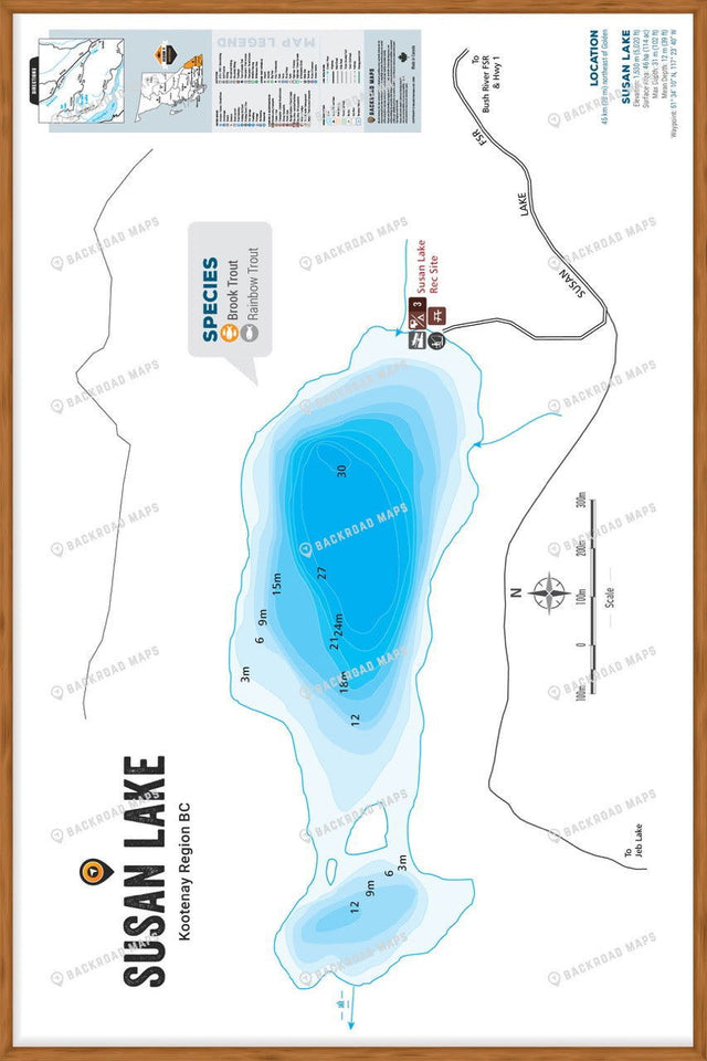 FKRBC104 Susan Lake - Wall Map - Backroad Maps