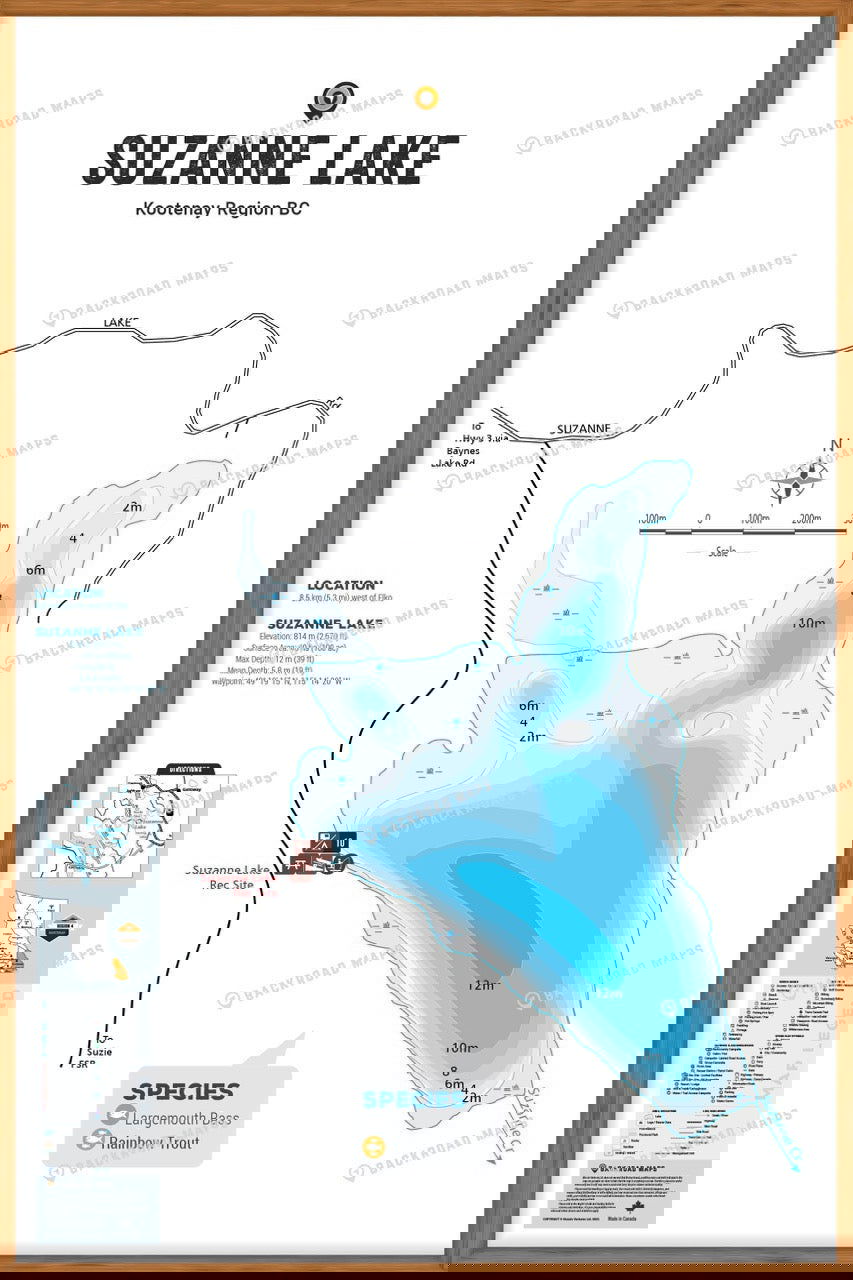FKRBC105 Suzanne Lake - Wall Map - Backroad Maps