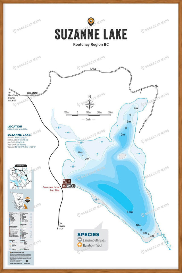 FKRBC105 Suzanne Lake - Wall Map - Backroad Maps