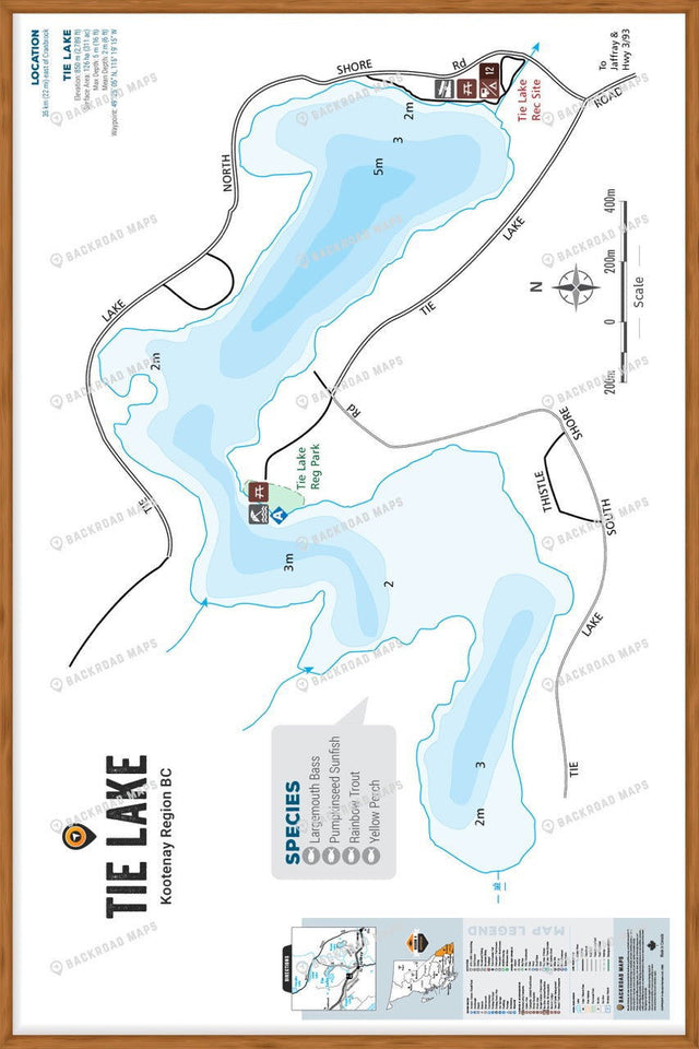 FKRBC106 Tie Lake - Wall Map - Backroad Maps