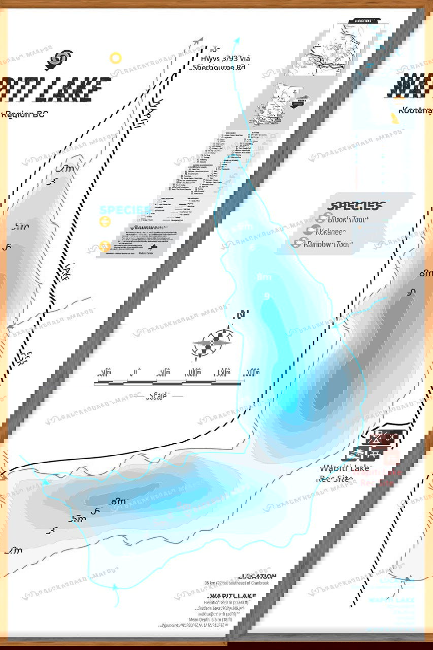 FKRBC109 Wapiti Lake - Wall Map - Backroad Maps