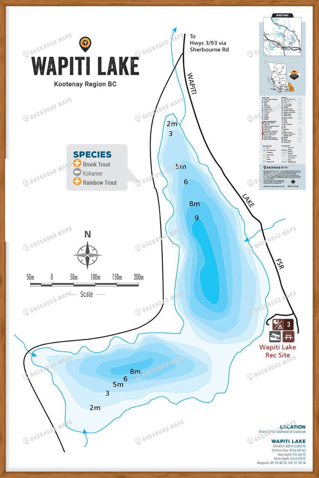 FKRBC109 Wapiti Lake - Wall Map - Backroad Maps