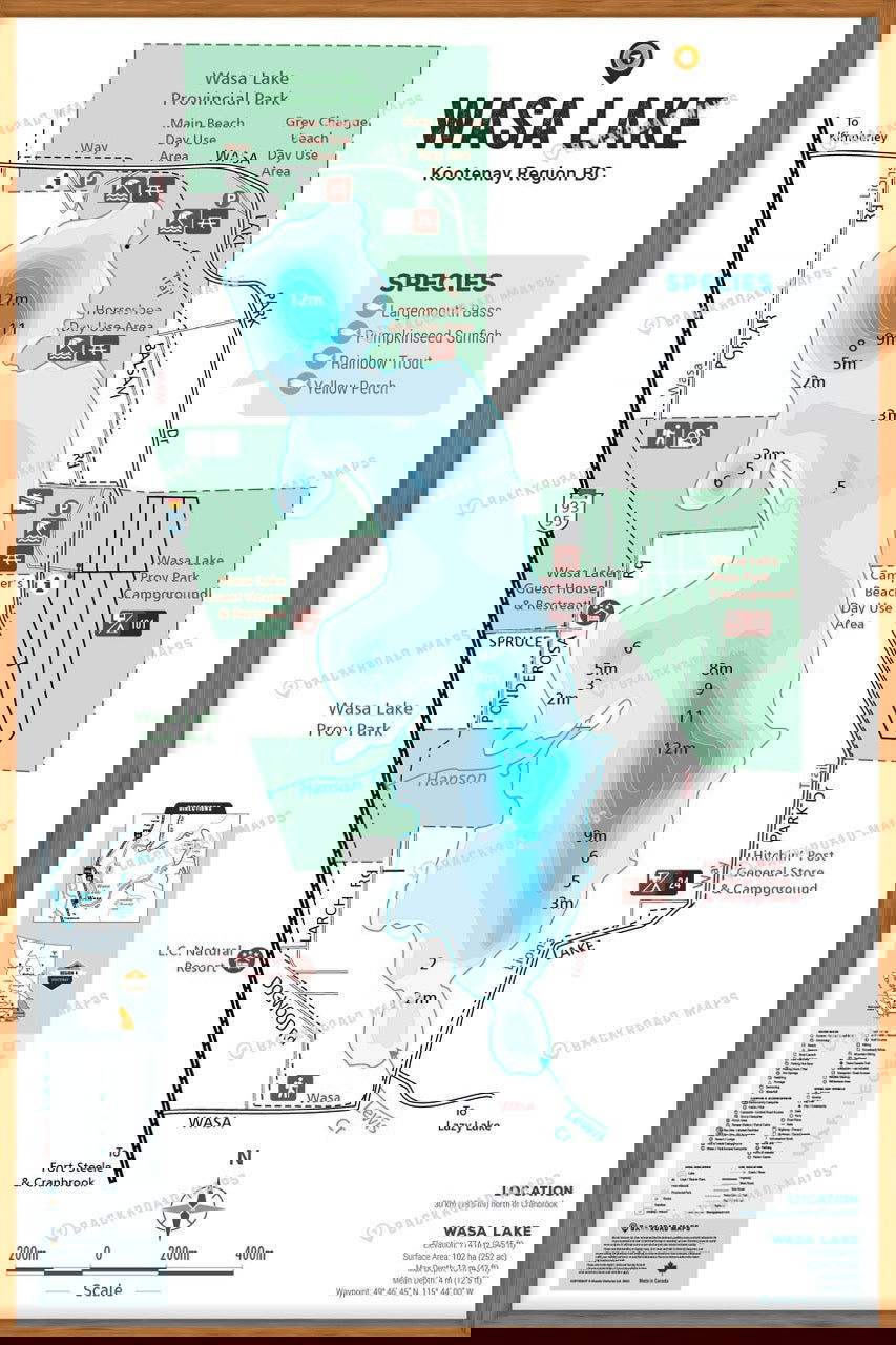 FKRBC110 Wasa Lake - Wall Map - Backroad Maps