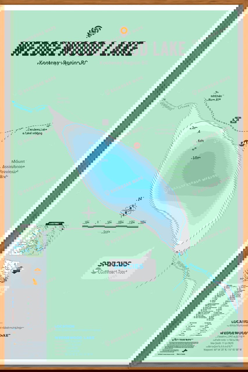 FKRBC111 Wedgewood Lake - Wall Map - Backroad Maps