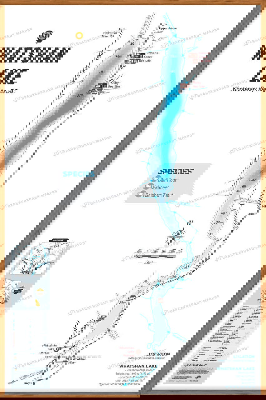 FKRBC113 Whatshan Lake - Wall Map - Backroad Maps