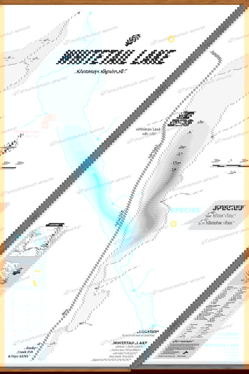 FKRBC115 Whitetail Lake - Wall Map - Backroad Maps