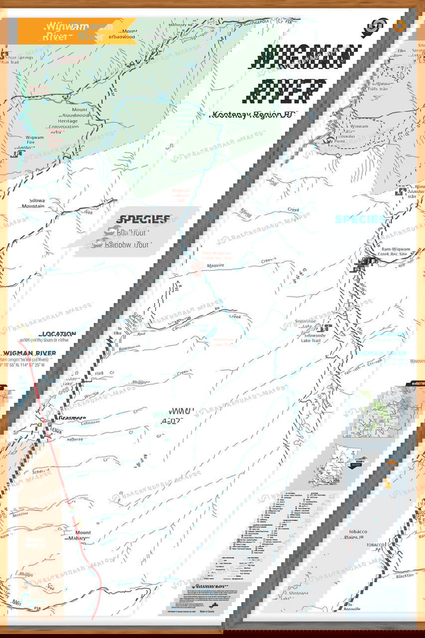 FKRBC116 Wigwam River - Wall Map - Backroad Maps