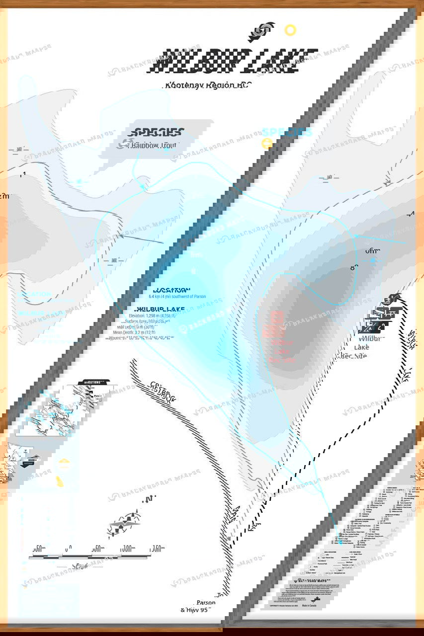 FKRBC117 Wilbur Lake - Wall Map - Backroad Maps