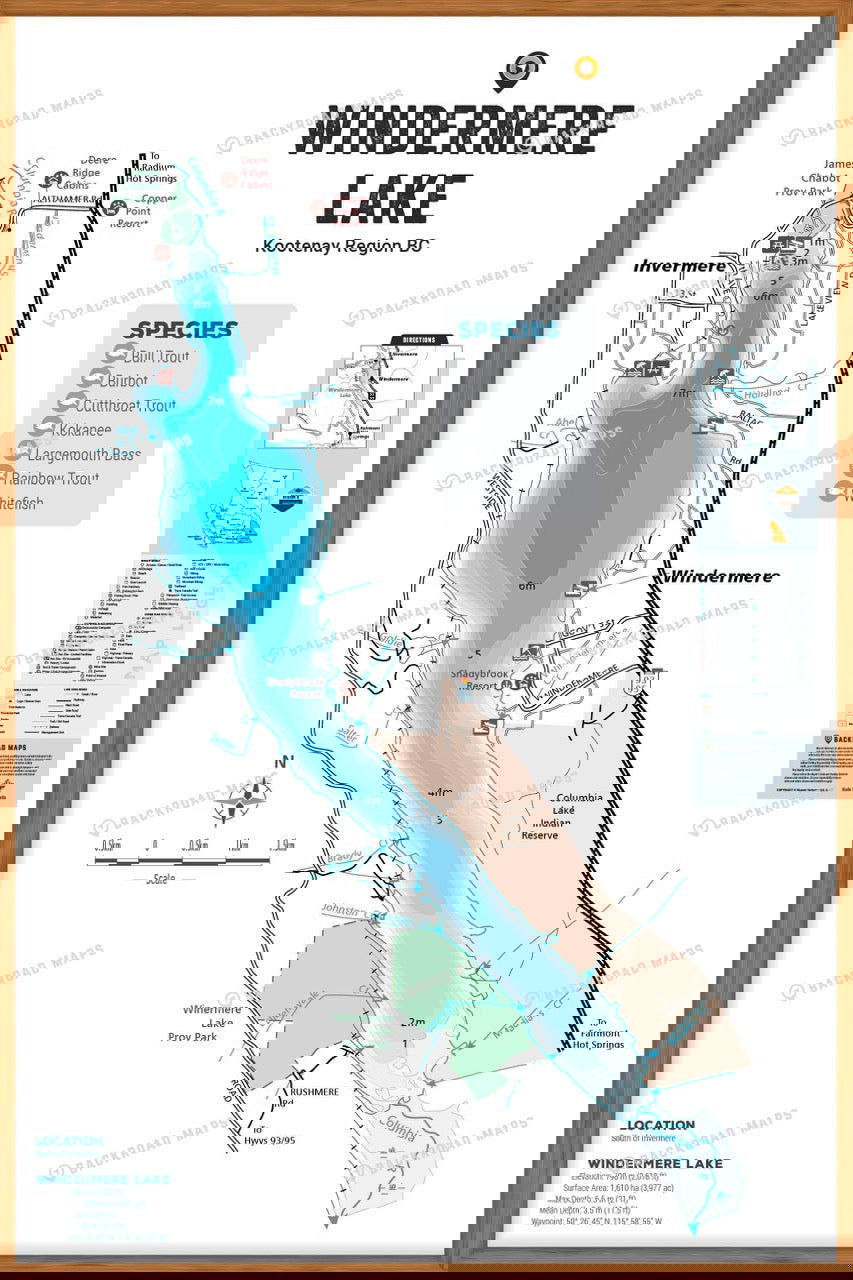 FKRBC120 Windermere Lake - Wall Map - Backroad Maps