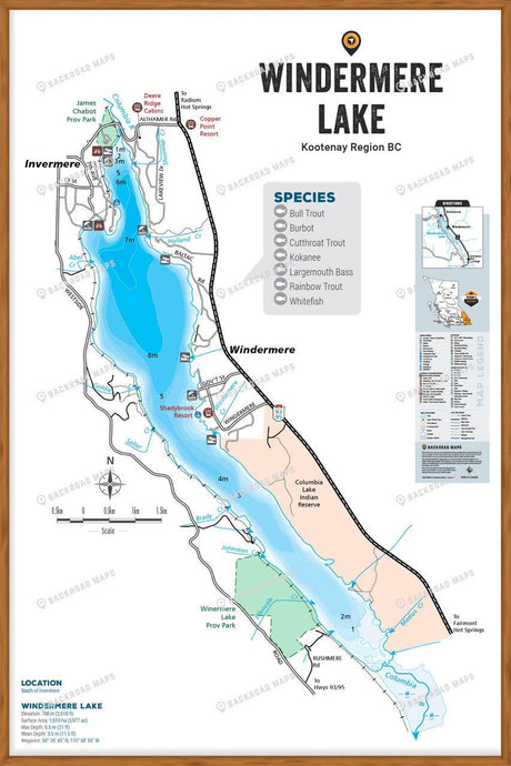 FKRBC120 Windermere Lake - Wall Map - Backroad Maps