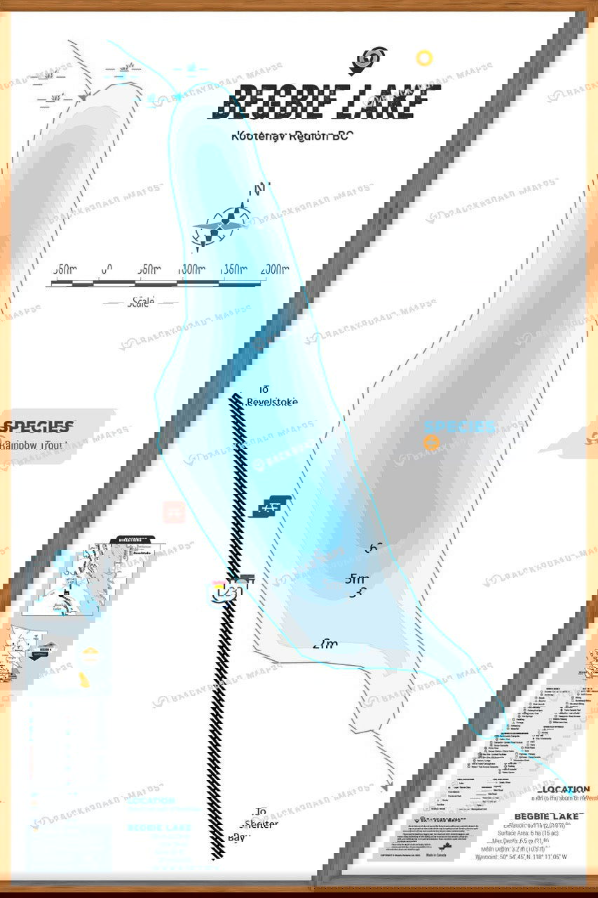 FKRBC28 Begbie Lake - Wall Map - Backroad Maps