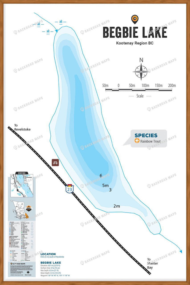 FKRBC28 Begbie Lake - Wall Map - Backroad Maps