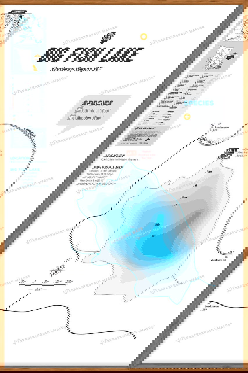 FKRBC29 Big Fish (Dunbar) Lake - Wall Map - Backroad Maps