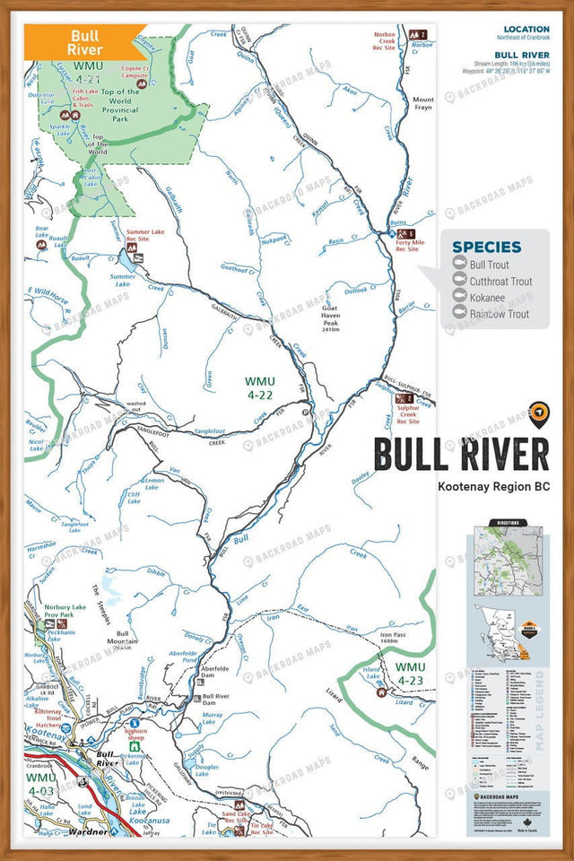 FKRBC35 Bull River - Wall Map - Backroad Maps