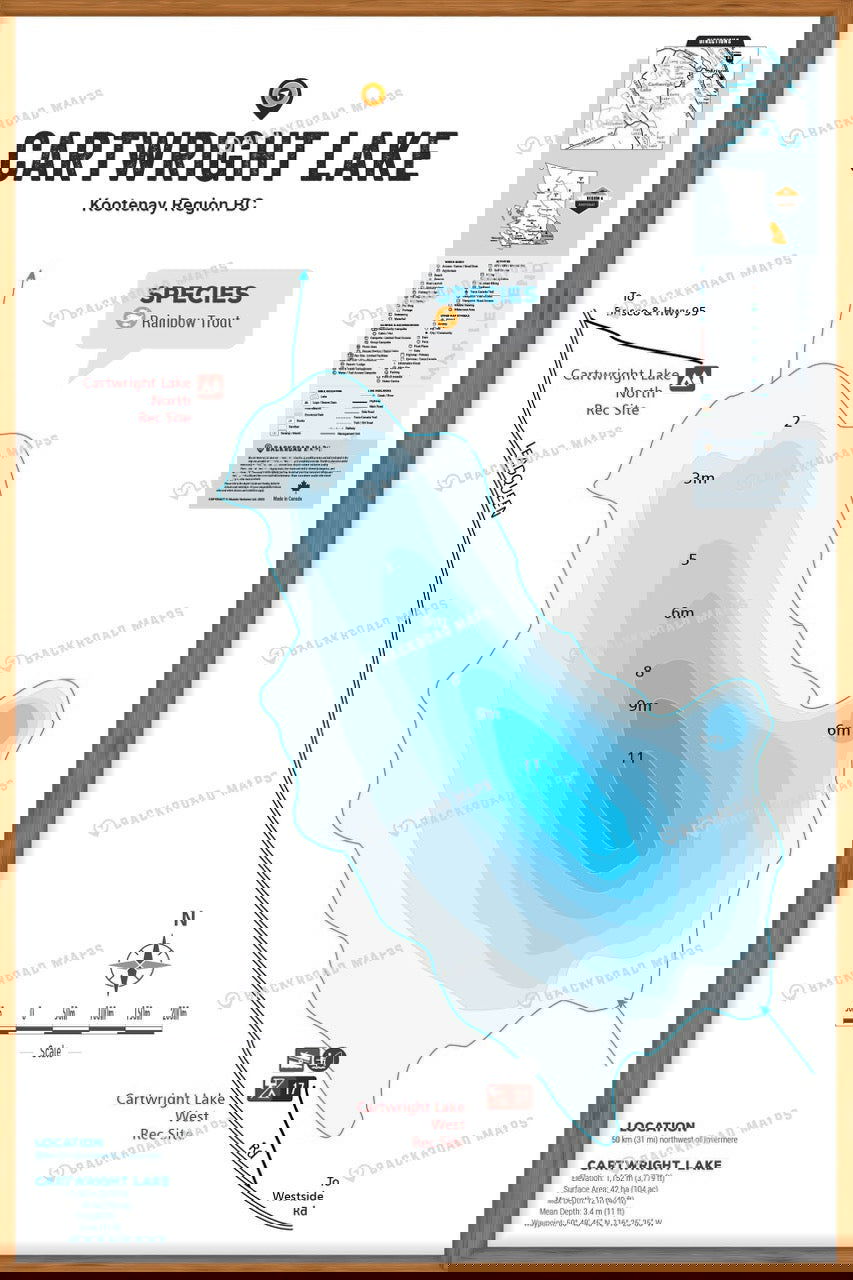 FKRBC39 Cartwright Lake - Wall Map - Backroad Maps