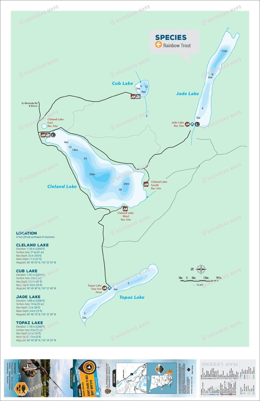 FKRBC44 Cleland, Jade, Cub, Topaz Lakes - Backroad Maps