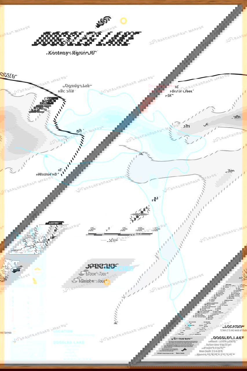 FKRBC51 Dogsleg Lake - Wall Map - Backroad Maps