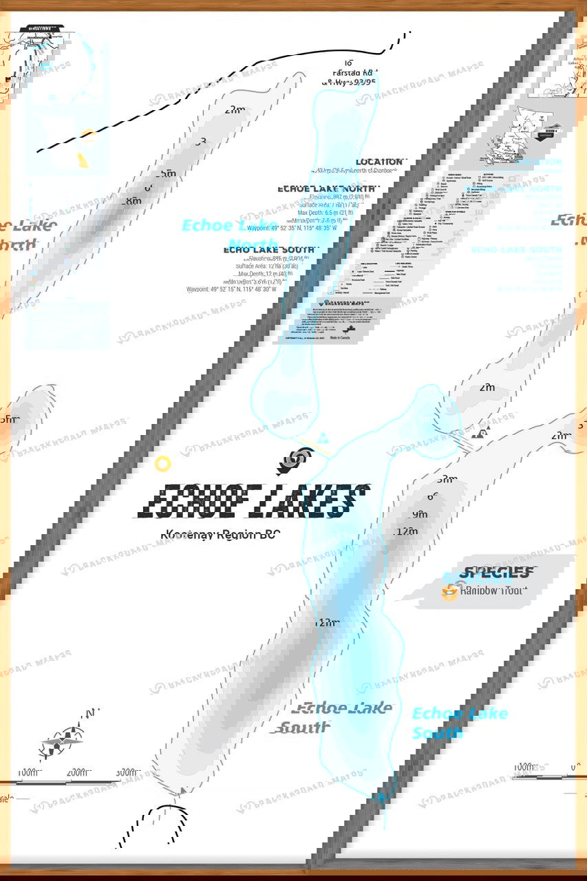 FKRBC54 Echo Lakes - North & South - Wall Map - Backroad Maps