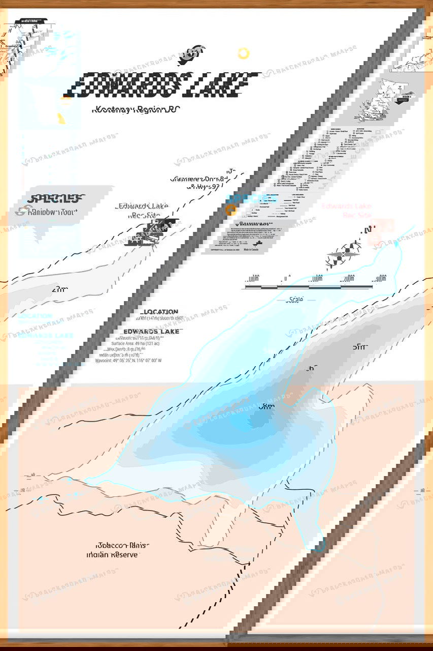 FKRBC55 Edwards Lake - Wall Map - Backroad Maps