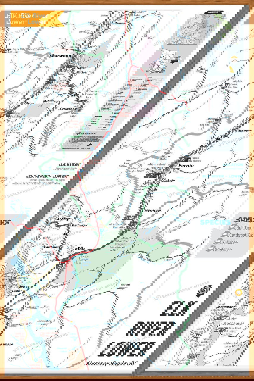 FKRBC57 Elk River - Lower - Wall Map - Backroad Maps