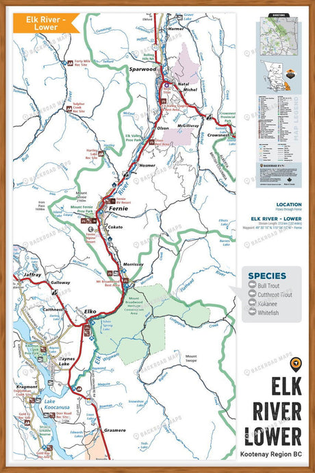 FKRBC57 Elk River - Lower - Wall Map - Backroad Maps