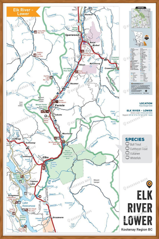FKRBC57 Elk River - Lower - Wall Map - Backroad Maps