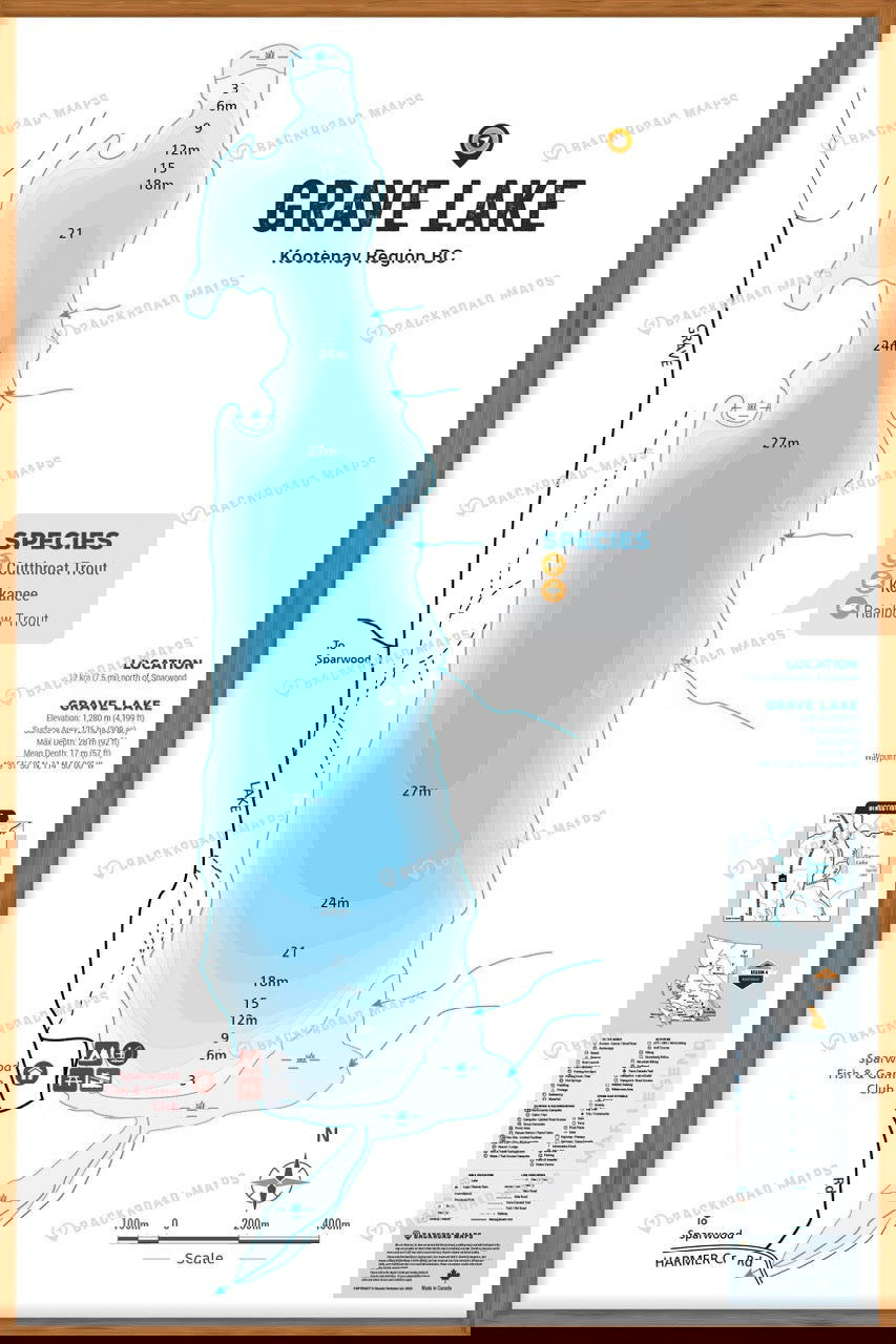 FKRBC60 Grave Lake - Wall Map - Backroad Maps