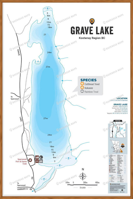 FKRBC60 Grave Lake - Wall Map - Backroad Maps