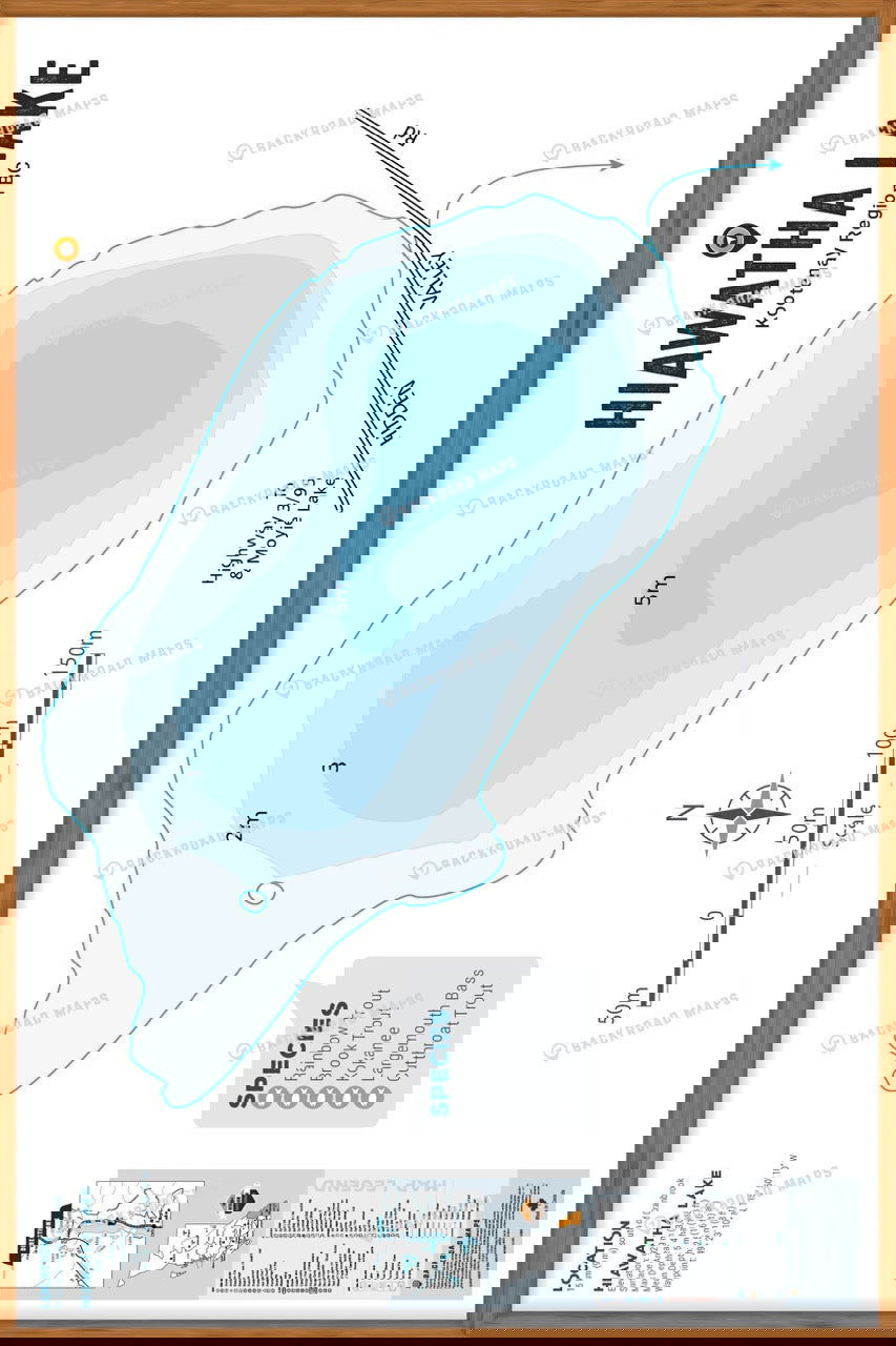 FKRBC63 Hiawatha Lake - Wall Map - Backroad Maps