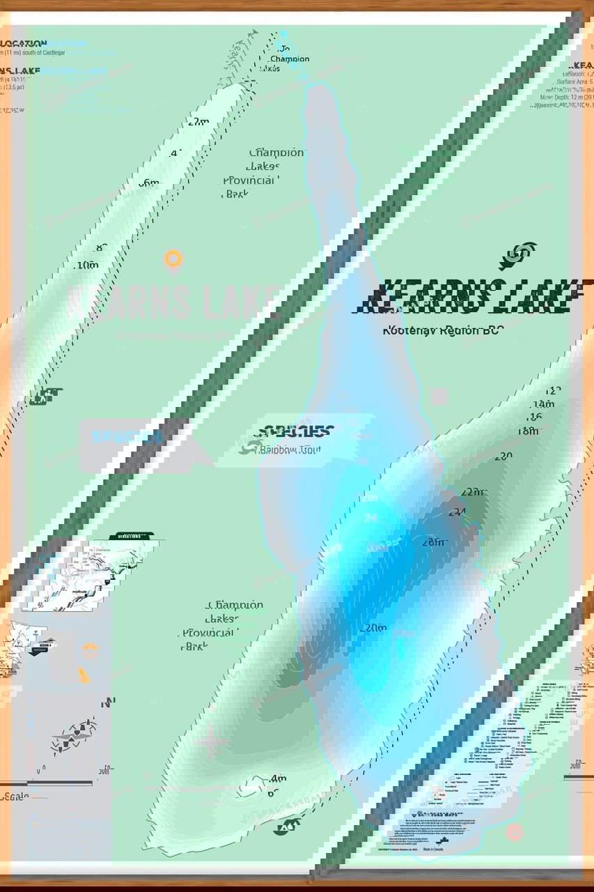 FKRBC66 Kearns Lake - Wall Map - Backroad Maps