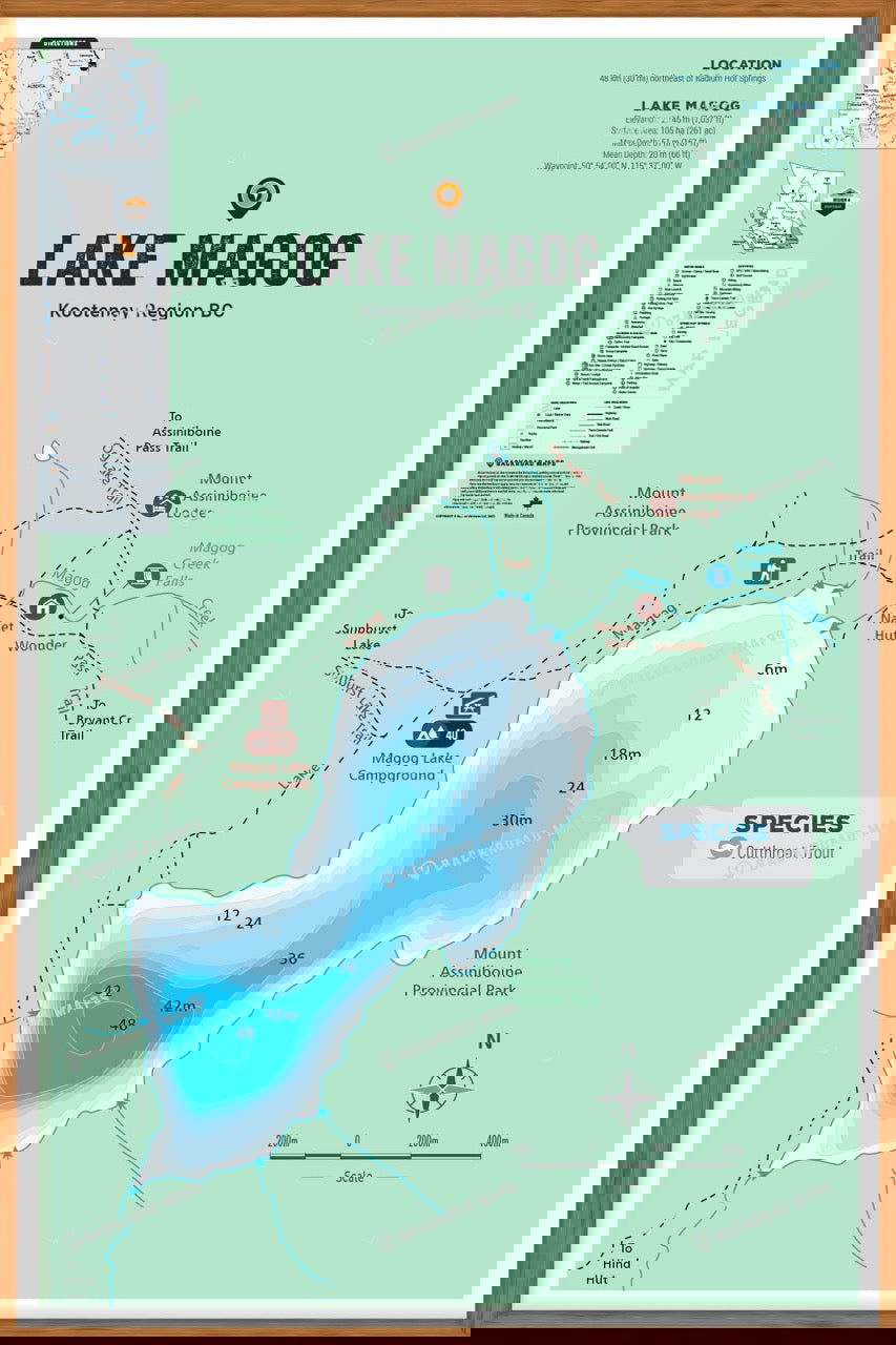 FKRBC73 Lake Magog - Wall Map - Backroad Maps