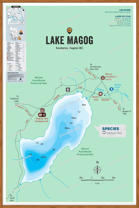 FKRBC73 Lake Magog - Wall Map - Backroad Maps