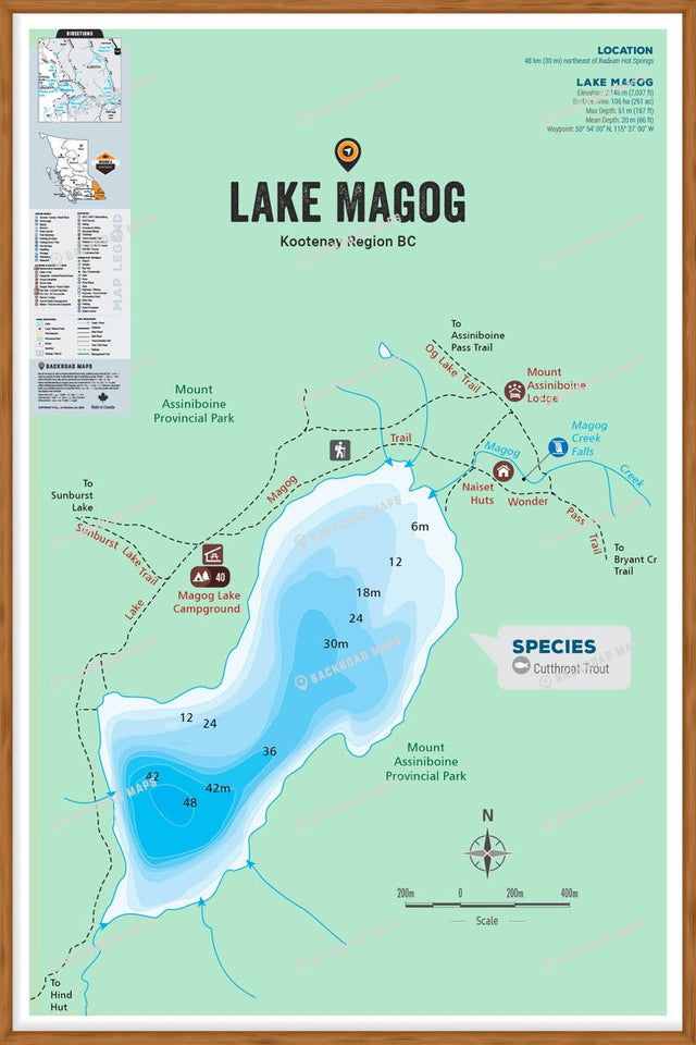 FKRBC73 Lake Magog - Wall Map - Backroad Maps