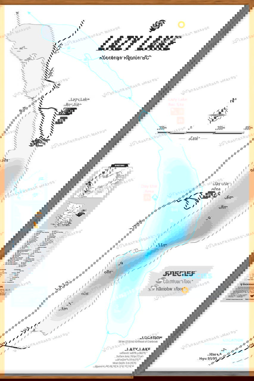 FKRBC75 Lazy Lake - Wall Map - Backroad Maps