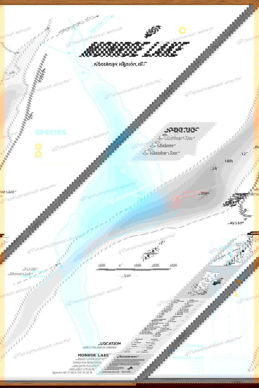 FKRBC84 Monroe Lake - Wall Map - Backroad Maps