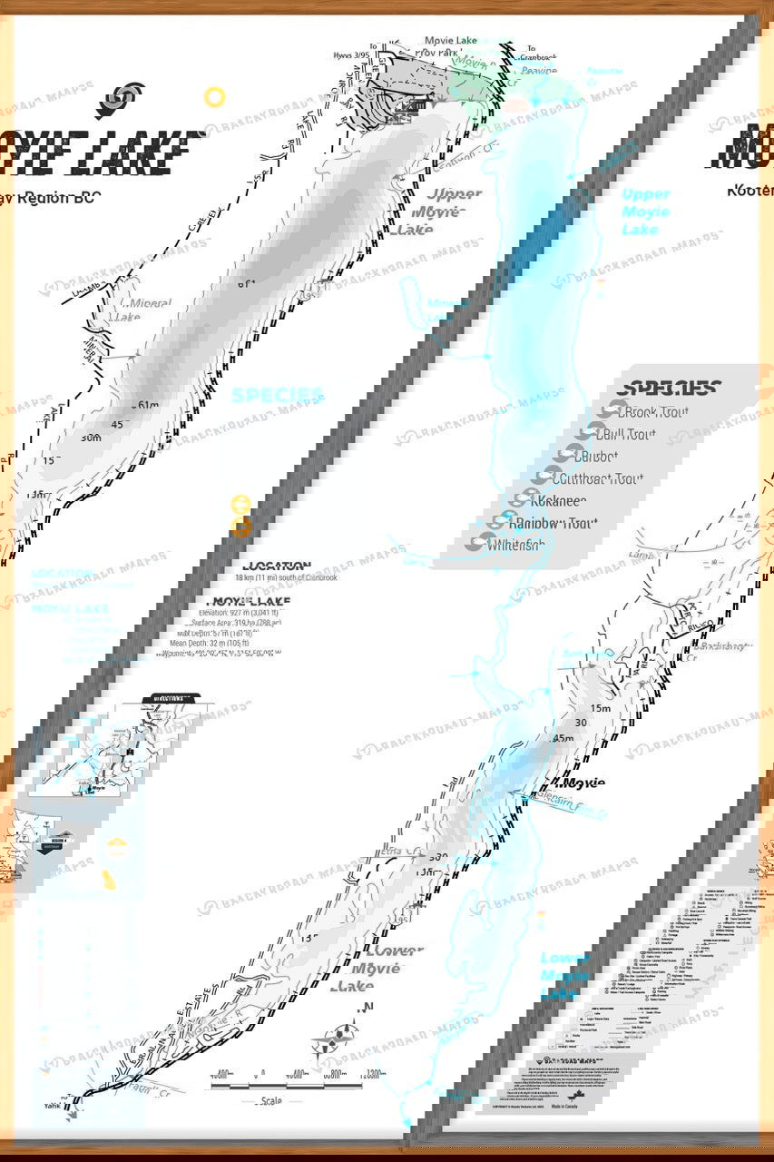 FKRBC85 Moyie Lake - Wall Map - Backroad Maps