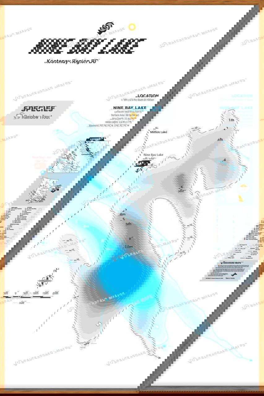 FKRBC87 Nine Bay Lake - Wall Map - Backroad Maps