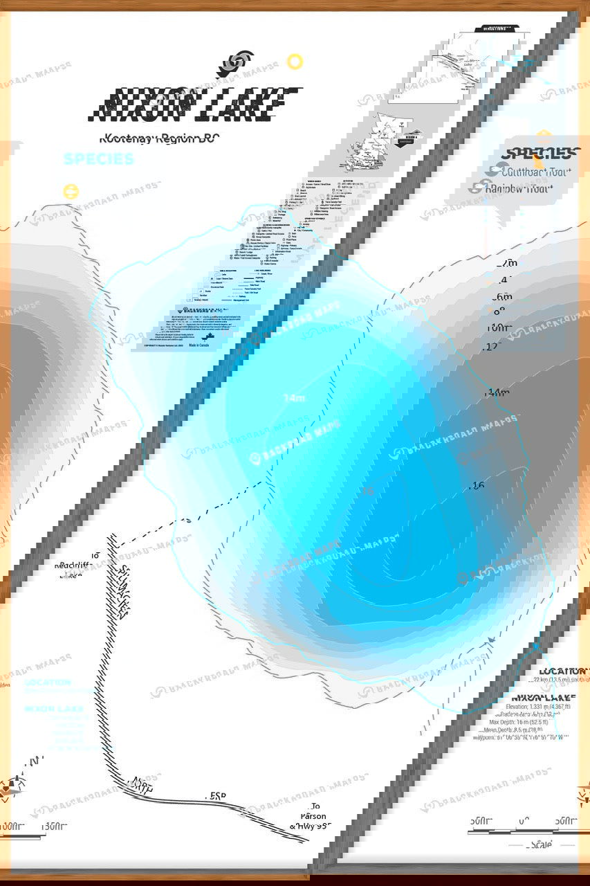 FKRBC88 Nixon Lake - Wall Map - Backroad Maps