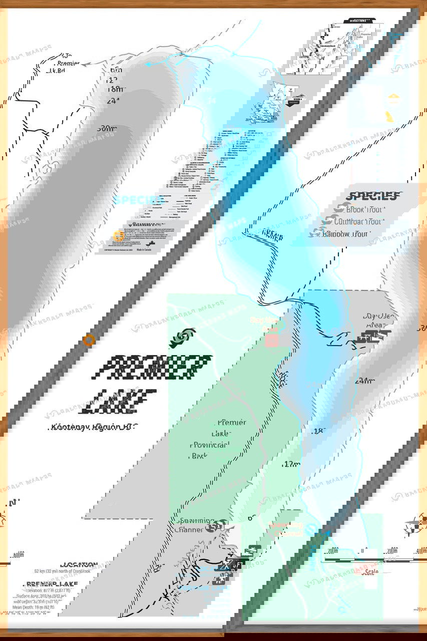 FKRBC91 Premier Lake - Wall Map - Backroad Maps