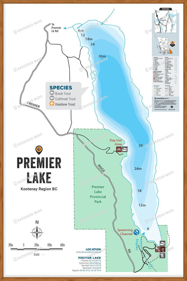 FKRBC91 Premier Lake - Wall Map - Backroad Maps