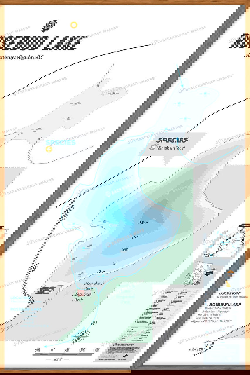FKRBC94 Rosebud Lake - Wall Map - Backroad Maps