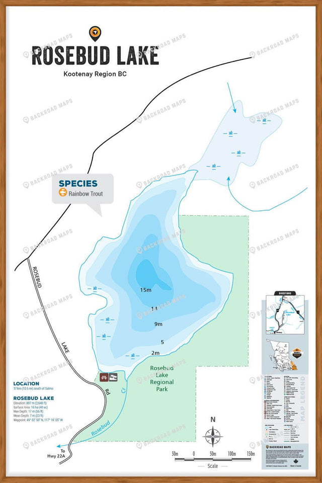FKRBC94 Rosebud Lake - Wall Map - Backroad Maps