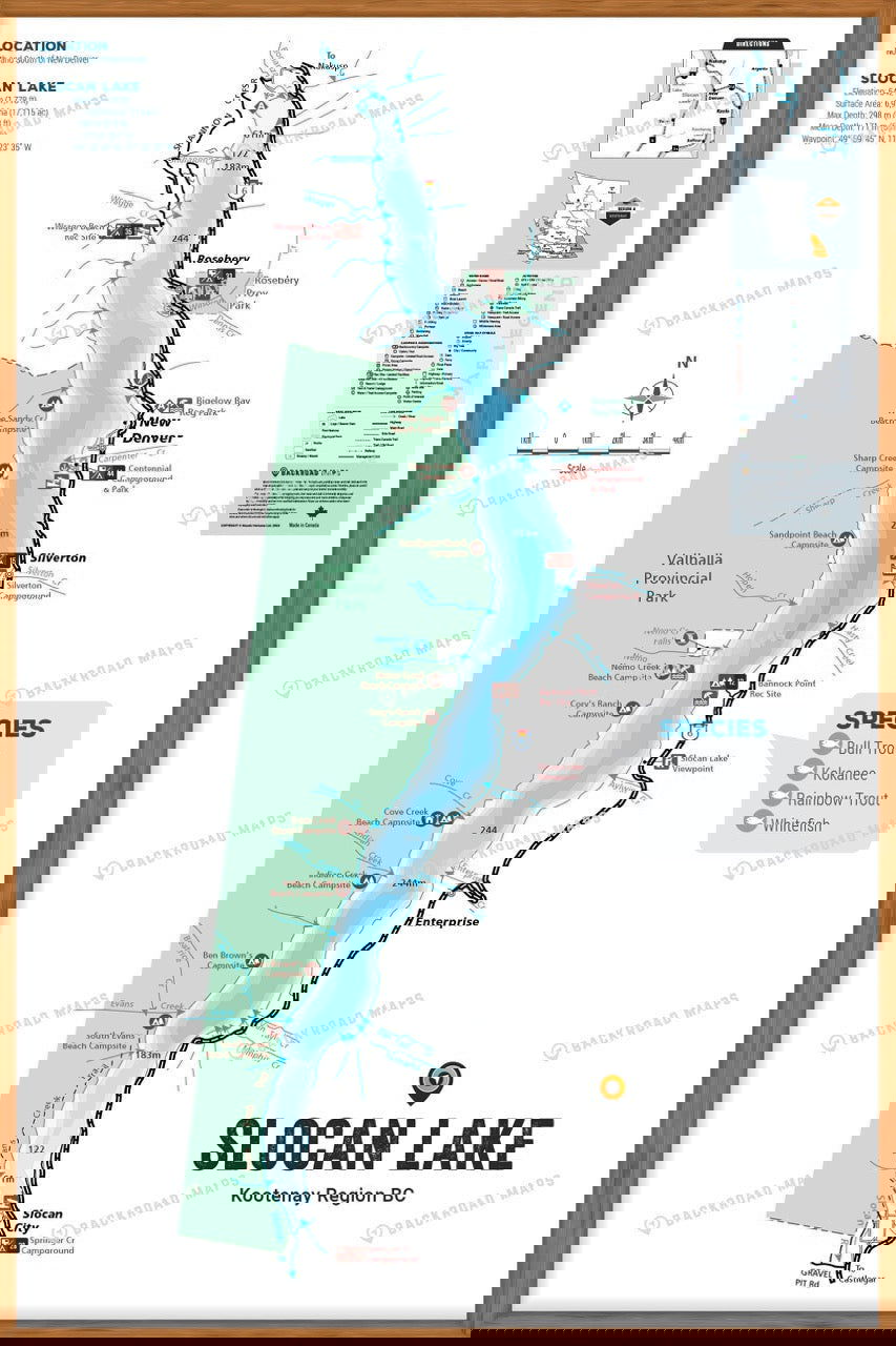 FKRBC97 Slocan Lake - Wall Map - Backroad Maps