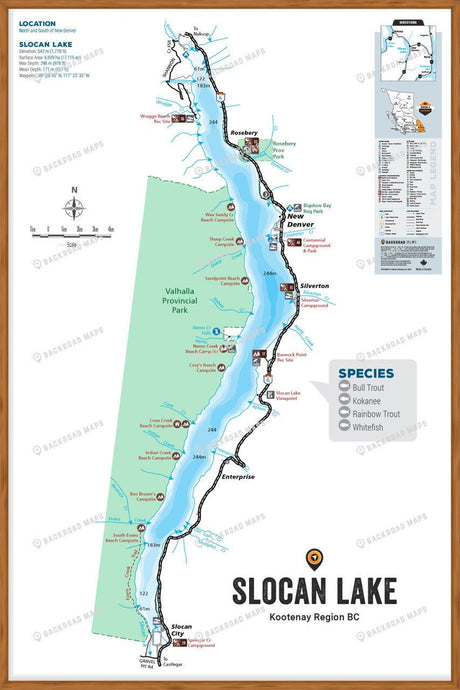 FKRBC97 Slocan Lake - Wall Map - Backroad Maps