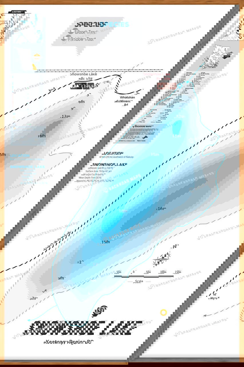 FKRBC98 Snowshoe Lake - Wall Map - Backroad Maps