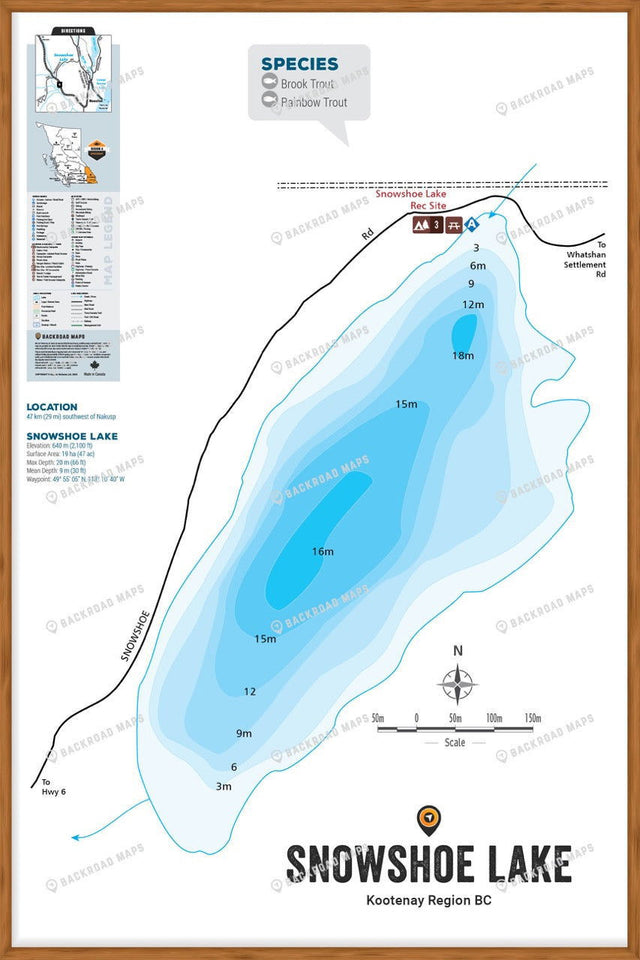 FKRBC98 Snowshoe Lake - Wall Map - Backroad Maps