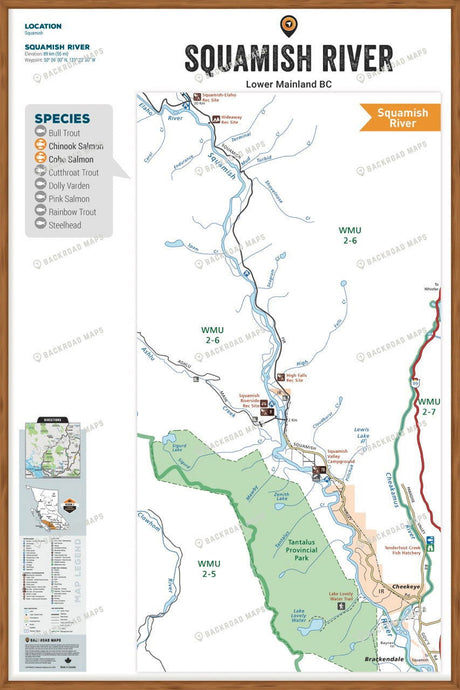 FLMBC100 Squamish River - Wall Map - Backroad Maps