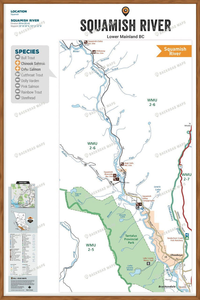 FLMBC100 Squamish River - Wall Map - Backroad Maps