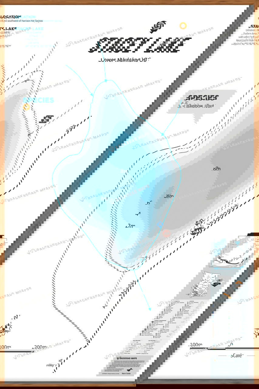 FLMBC101 Stacey Lake - Wall Map - Backroad Maps