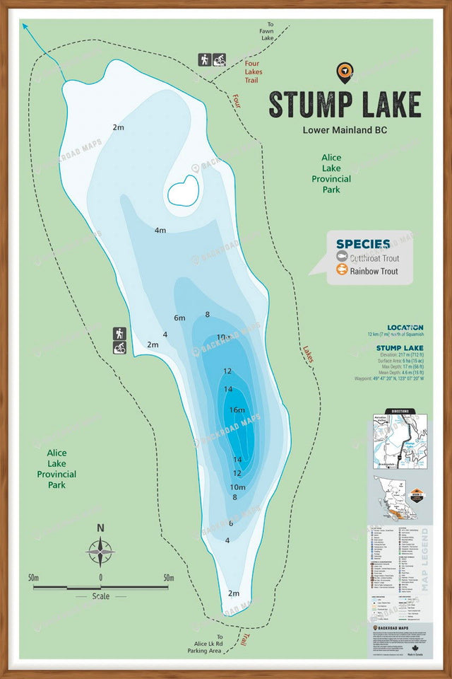 FLMBC105 Stump Lake - Wall Map - Backroad Maps